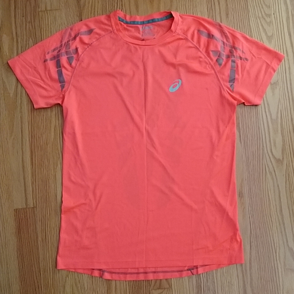 Asics Men's Short Sleeve Tee - Orange and Gray
